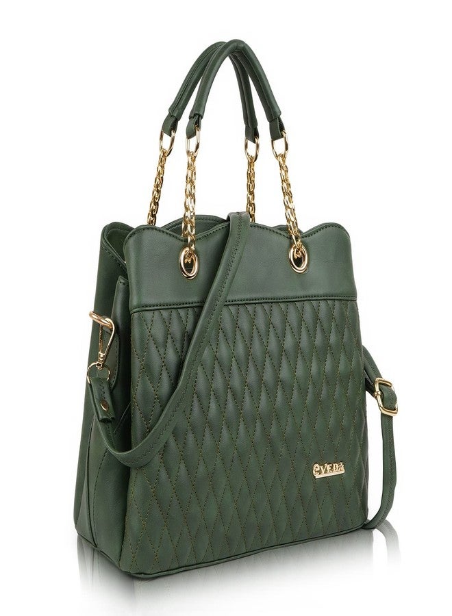 EVEDA Synthetic Vegan Leather Classic Chain Strap Top Handle Handheld Shoulder Crossbody Water Resistant Handbag For Women - Image 1